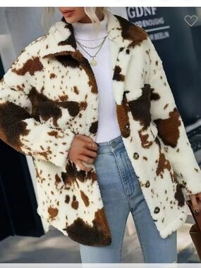 New Sherpa Cow Print Jacket